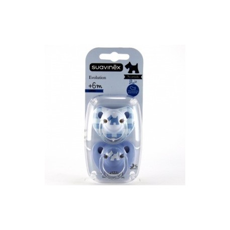 Suavinex chupete evolution azul perrito +6 m (2u)