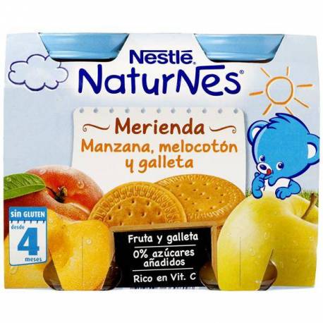 Nestle Naturnes Merienda Manzana/Melocotón Galletas