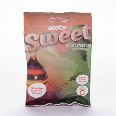 Acofarsweet caramelos azúcar sabor miel/menta 60g
