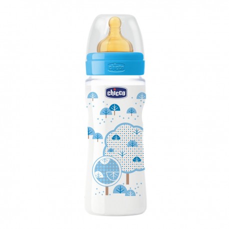 BIBERON PP T CAUCHO CHICCO FLUJO MEDIO 2M+ 250 ML AZUL