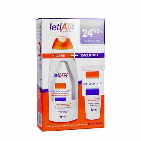 Leti AT4 Piel Atópica Gel de Baño Dermograso 750ml + Crema Hidratante 200ml