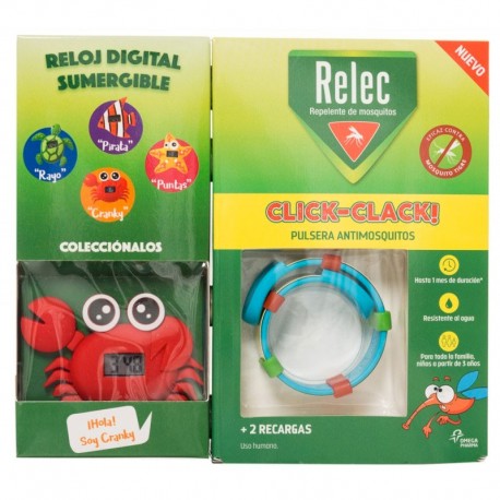 Relec Recarga Click-Clack Pulsera + Reloj Cangrejo