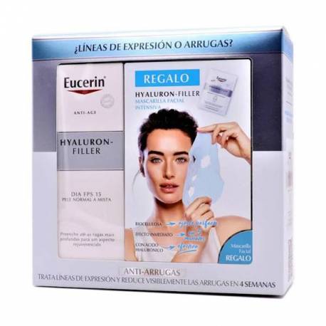 Eucerin Hyaluron-Filler Crema Día Piel Normal y Mixta 50ml + Mascarilla regalo Pack