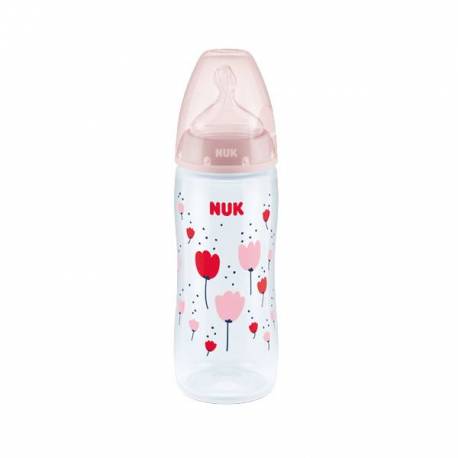 Nuk Biberón 6-18M con Control de Temperatura Flor Rosa XL 360ml