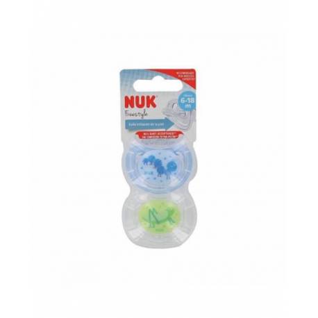 Nuk Freestyle Silicona Azul y Verde 6-18M 2 Unidades