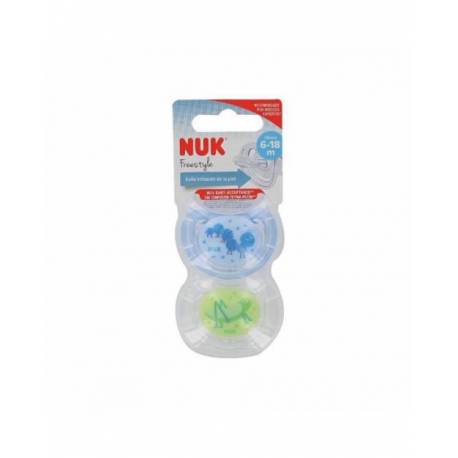 Nuk Freestyle Silicona Azul y Verde 6-18M 2 Unidades