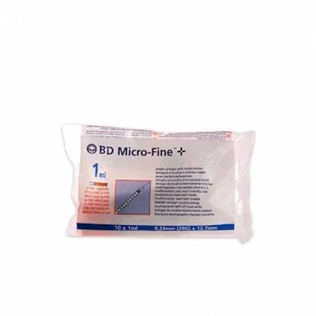 BD MICROFINE + JERINGA INSULINA 1ML 0,33X12,7MM 10 Unidades