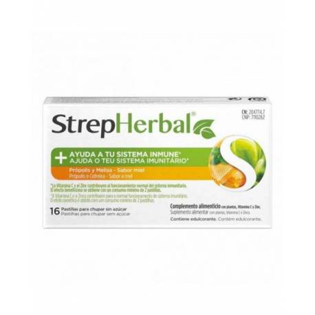 STREPHERBAL 16 PASTILLAS SABOR MIEL