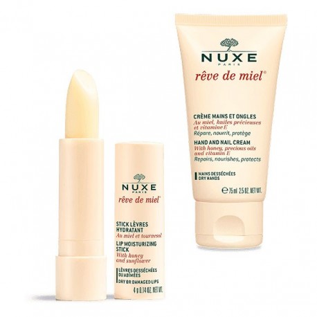 Nuxe Crema de manos y uñas Rêve de Miel® + Stick de Labios Hidratante Rêve de miel®