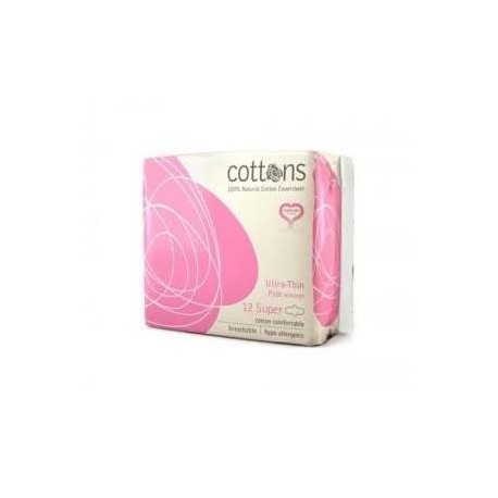 Cottons Compresa Ultrafina Super con Alas 100% Algodon 12 Und