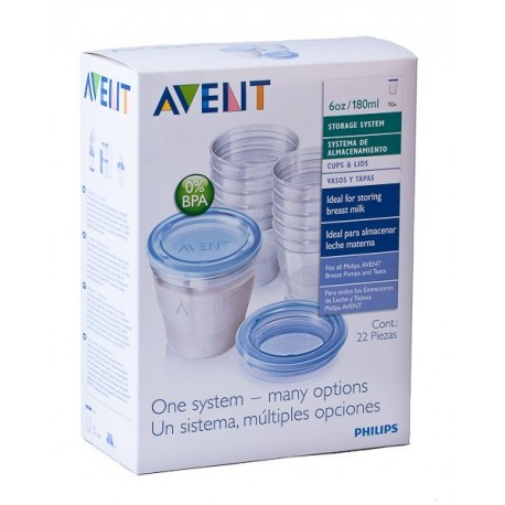 avent kit vasos y tapa almac.leche mater