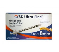 jeringa insulina b.d. 0,5 ml.u-100 10 un