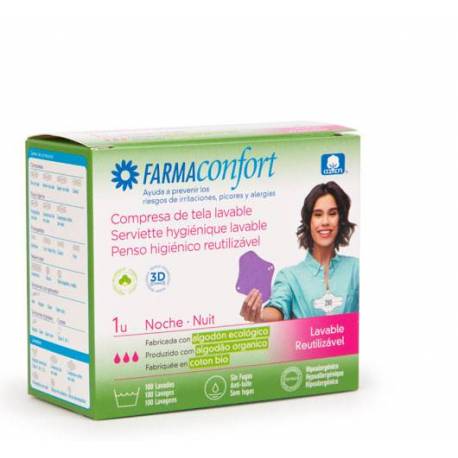 COMPRESA TELA LAVABLE FARMACONFORT 1 UNIDAD NOCHE CON ALAS