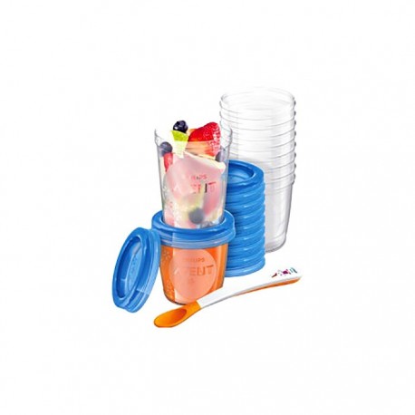 Avent Recipientes leche materna 10x180ml + 10x240 + 20 tapas + cuchara 1 libro de recetas