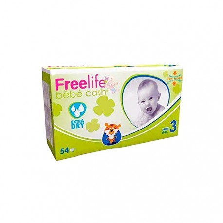 Bebé Cash Freelife pañales talla 3 54uds