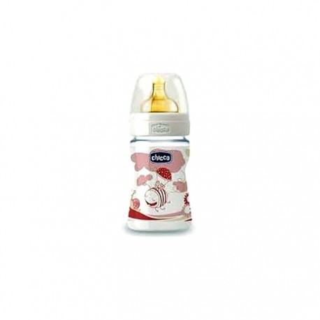 Chicco biberón cristal tetina ancha normal caucho +0M rosa 150ml 1ud
