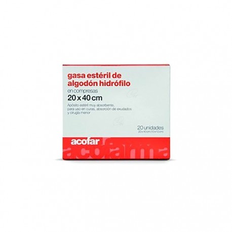 Acofar gasa estéril algodón hidrófilo 20x40cm 20uds