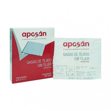 Aposan gasa estéril tejido sin tejer 10cmx10cm 20 gasas (2ud/sobre)