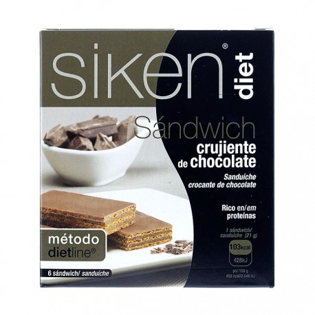 Siken Diet Sandwich Chocolate 6 Unidades