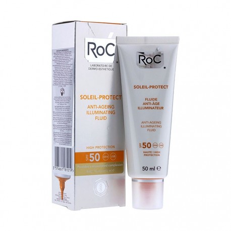 RoC® Soleil-Protect fluido iluminador antiedad SPF50+ 50ml