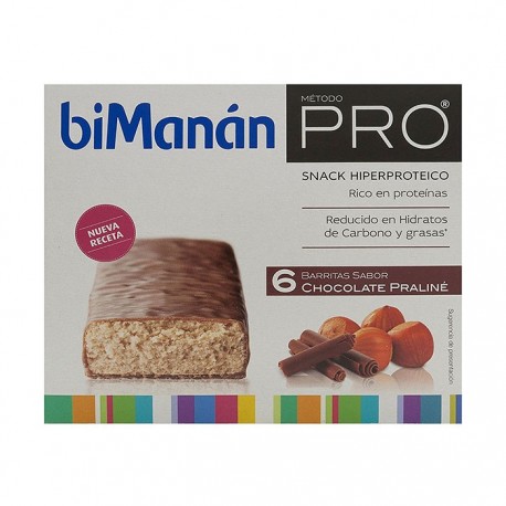 biManán Pro barritas chocolate praliné 6 barritas
