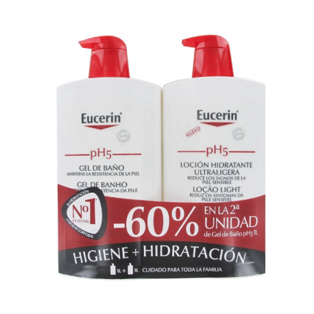 Eucerin Loción Ultraligera 1L + Gel de Baño 1L