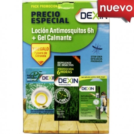 Dexin Loción Antimosquitos 100ml + Gel Calmante 2ml + 2 Pulseras Pack