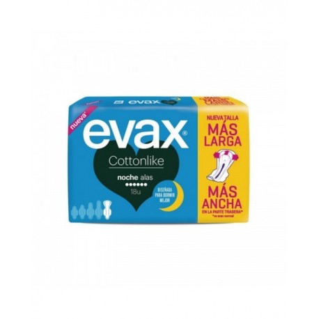 Evax Compresas Cottonlike Alas para Noche 18 Uds